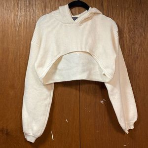 Anthropologie Cream Half Sweater w/ Hood Size Small